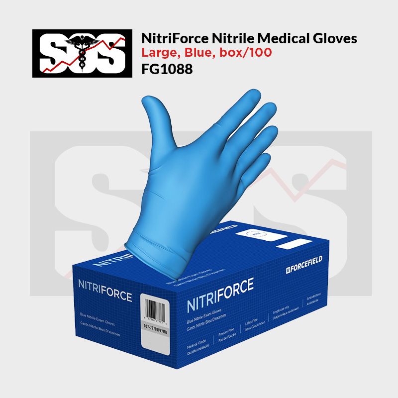 Gloves NitriForce Nitrile Medical Large box/100 FG1088 SOS Emergency Response Technologies