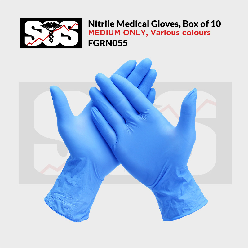 Gloves Nitrile Medical, Medium, box/100 FGRN055 SOS Emergency
