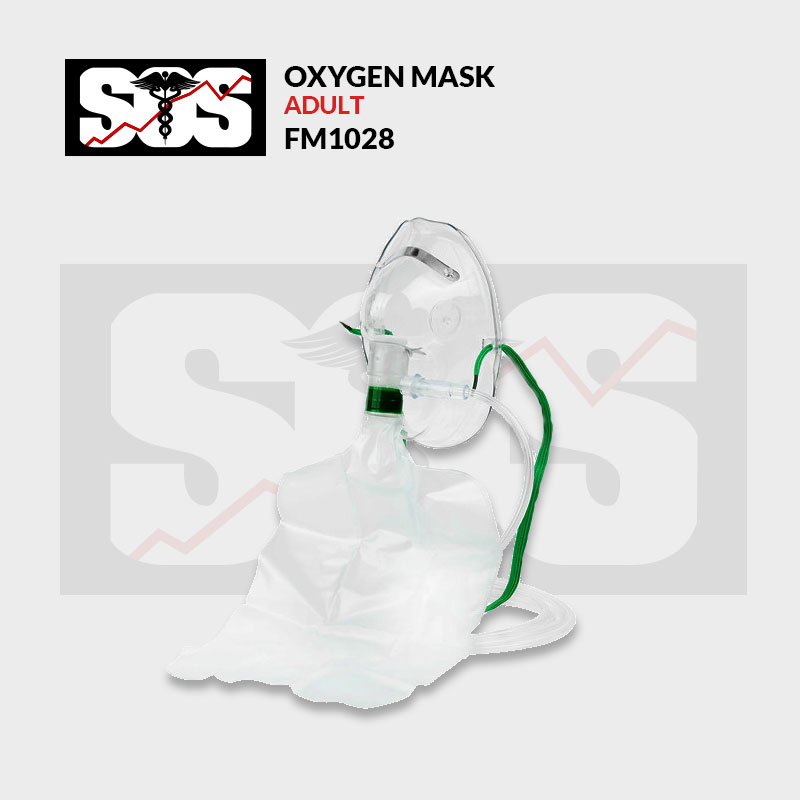 Emergency Oxygen Replacement Mask with 7′ tubing  – 1 side valve