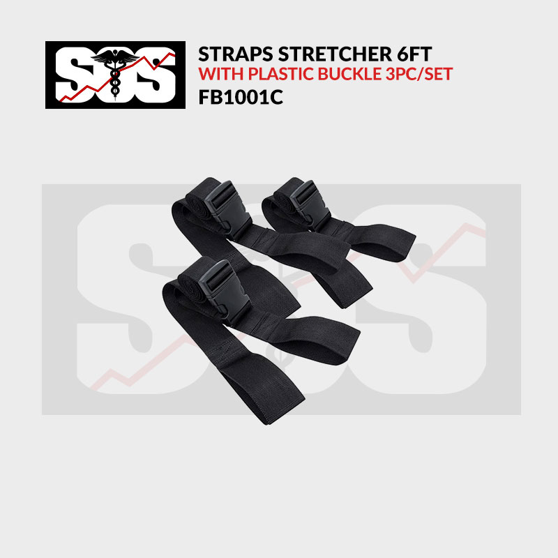 Straps Stretcher with plastic Buckle 6ft 3pc set FB1001C