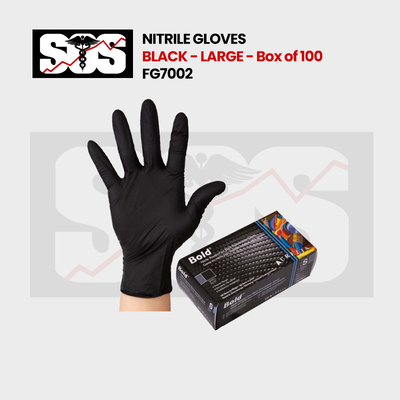 Black Nitrile Gloves Large Box of 100 - FG7002