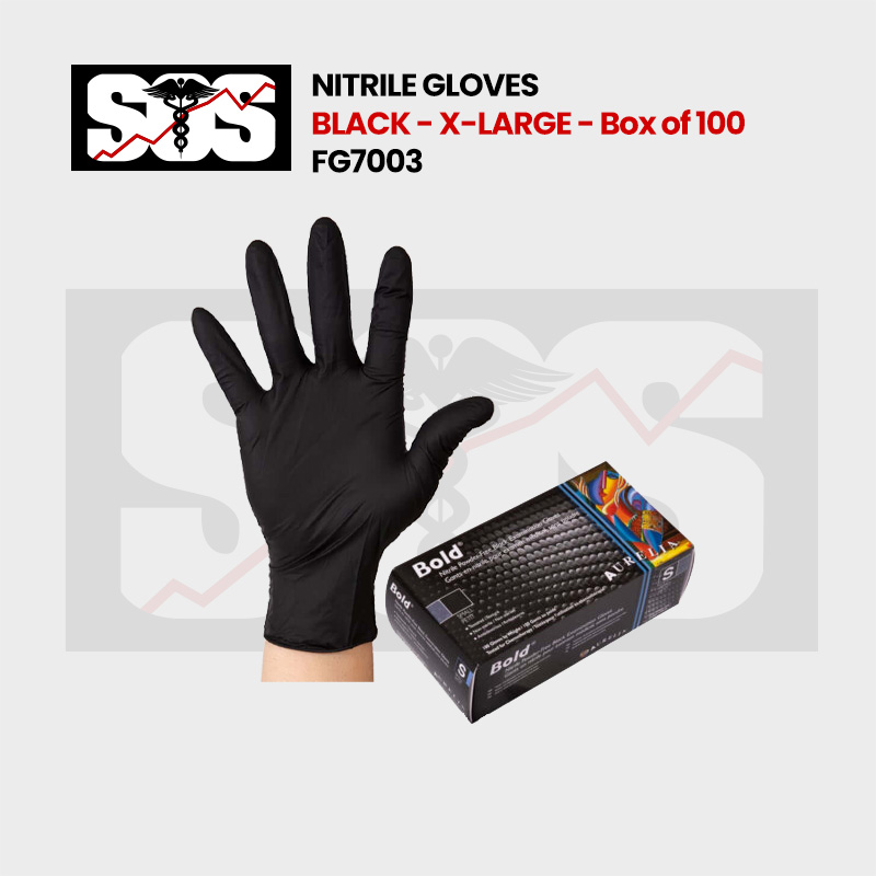 Black Nitrile Gloves XLarge Box of 100 - FG7003