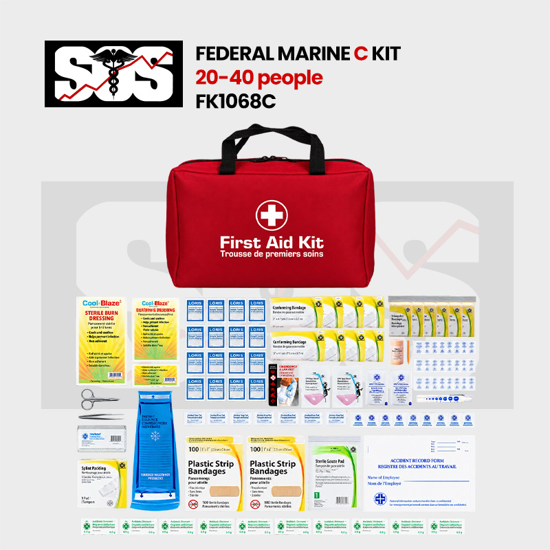 Federal Marine C First Aid Kit for 20 to 49 people FK1068C with organized marine first aid supplies
